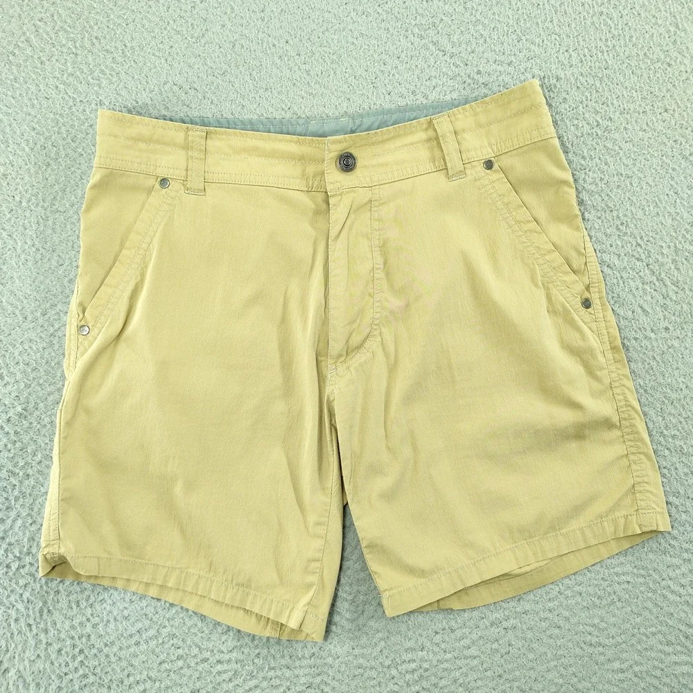Kuhl Shorts Mens 32 Beige 9 Inch Canvas Stretch Chino Hiking Travel Casual